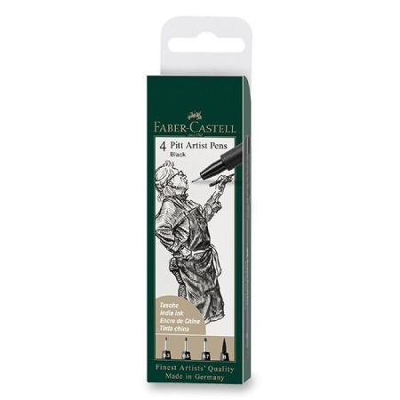 detail Popisovače Faber - Castell Pitt Artist Pen (S,F,M,B) 4ks černá