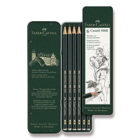 detail Tužka grafitová Faber - Castell 9000 plech 6 ks