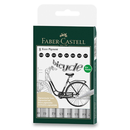 detail Popisovače Faber - Castell Ecco Pigment sada 8ks černé