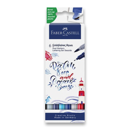 detail Popisovače Faber - Castell Goldfaber Aqua Dual Marker Lettering seaside 6ks