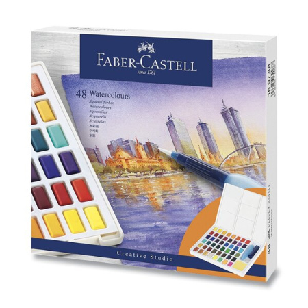 detail Barvy akvarelové Faber - Castell s paletkou 48 barev