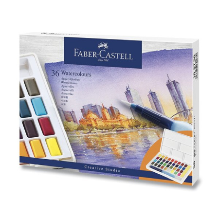 detail Barvy akvarelové Faber - Castell s paletkou 36 barev