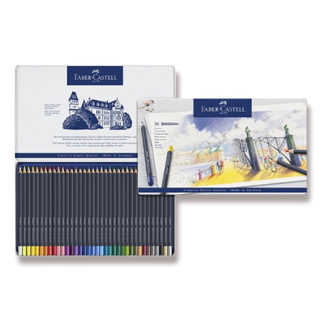 detail Pastelky Faber-Castell Goldfaber plechová krabička 36 ks