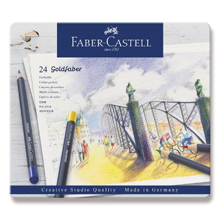detail Pastelky Faber-Castell Goldfaber plechová krabička 24 ks