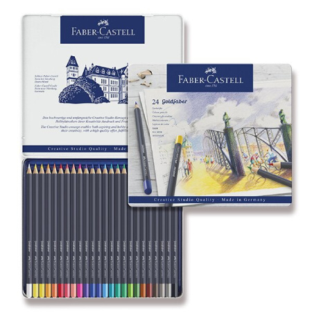detail Pastelky Faber-Castell Goldfaber plechová krabička 24 ks