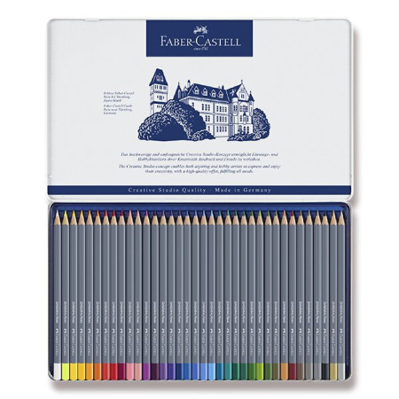 detail Pastelky akvarelové Faber-Castell Goldfaber Aqua v pelchové krabičce 36 barev