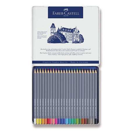 detail Pastelky akvarelové Faber-Castell Goldfaber Aqua v pelchové krabičce 24 barev