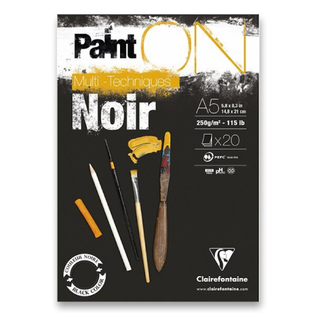 detail Blok A5 kreslící PaintOn Black 250g 30 listů