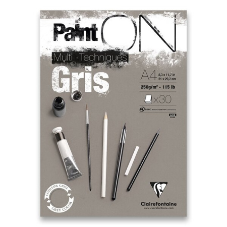 detail Blok A4 kreslící PaintOn Grey 250g 30 listů