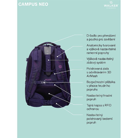 detail Batoh školní Walker Campus neo Steel grey