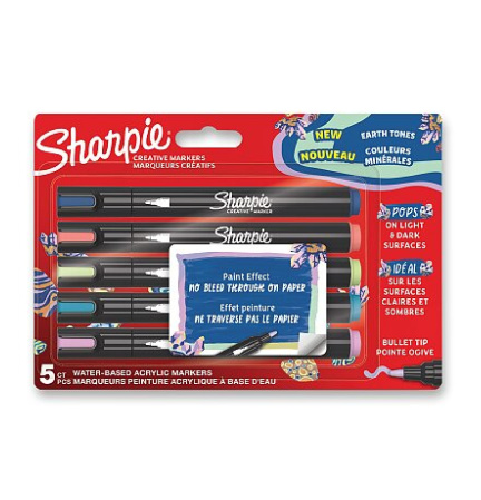 detail Popisovač akrylový SHARPIE bullet barvy Země sada 5ks /E