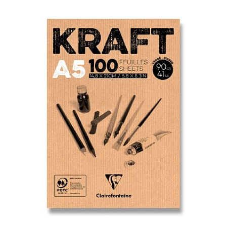 detail Blok A5 kreslící Brown Kraft 90g 100 listů /o