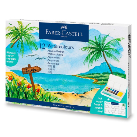 detail Barvy akvarelové Faber - Castell s paletkou Tropical 12 ks /E