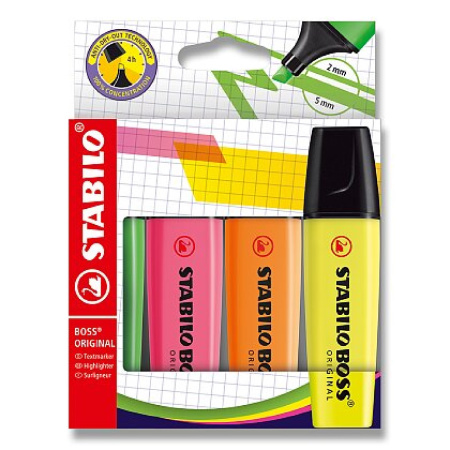 detail Zvýranovač Stabilo Boss - etui 4 ks