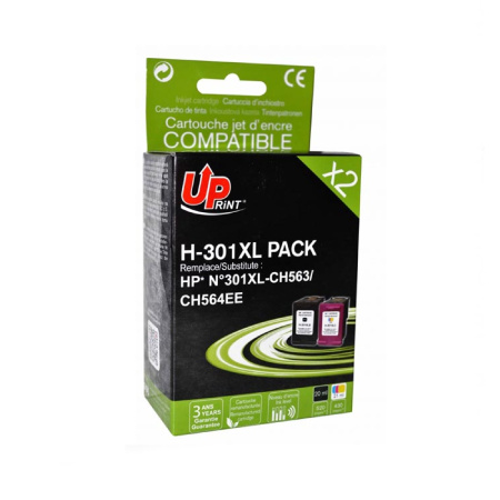 detail Cartridge HP 301 XL UPrint (barevná,černá), doublepack/E