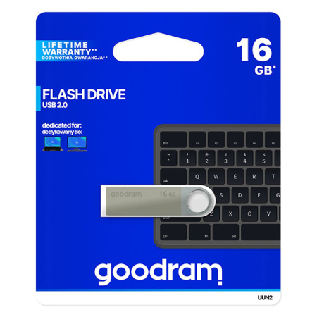 detail Flash disk 16 GB USB A 2.0 Goodram s poutkem stříbrný /E