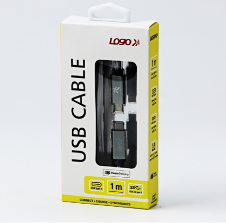detail USB kabel Logo C samec-USB C samec,1m Power Delivery 100W,10 Gb/s, stříbrný