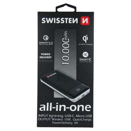 detail Power Bank SWISSTEN All-In-One 10000mAh černá