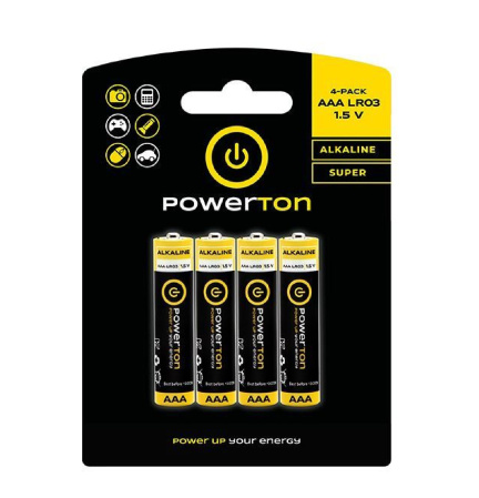 detail Baterie AAA alkalická 1.5V Powerton pack 4ks