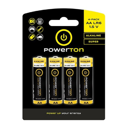 detail Baterie AA alkalická 1.5V Powerton pack 4ks