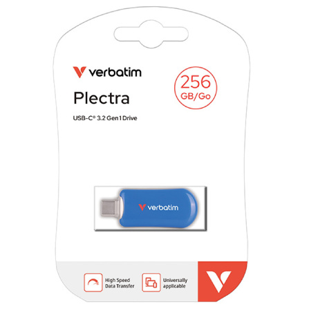 detail Flash disk 256 GB USB-C 3.2 Gen 1 VERBATIM Plectra modrá /E
