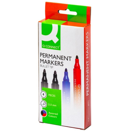 detail Permanentní popisovač Q-Connect kulatý hrot 1,5-3mm sada 4 barev/E