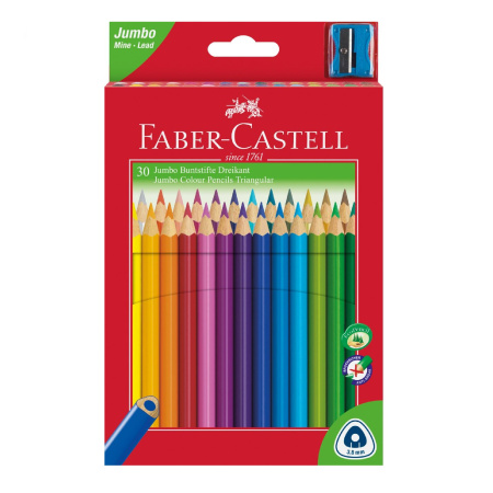 detail Pastelky trojhranné Junior Triangular Faber-Castell 30ks + ořezávátko