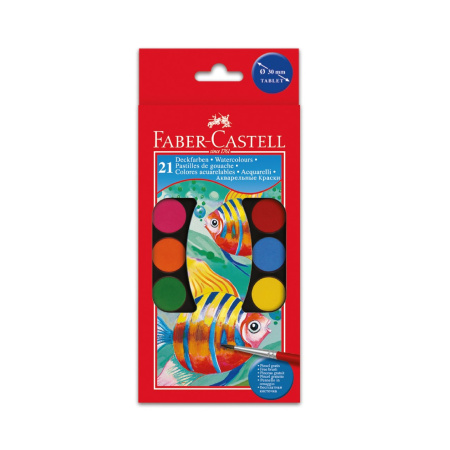 detail Vodové barvy Faber-Castell 21 barev průměr 30mm/E