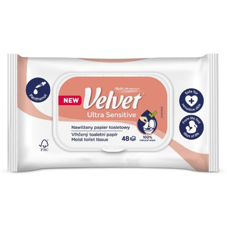 detail Toaletní papír vlhčený Velvet Ultra Sensitive 48 ks