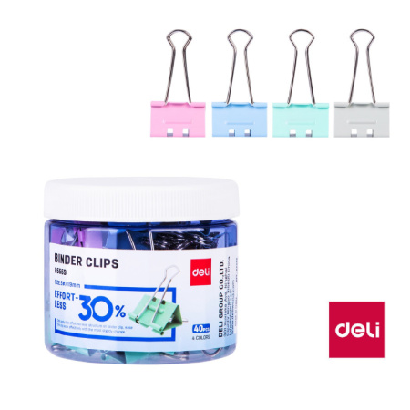 detail Klip 19 mm Binder barevné balení 40ks /E