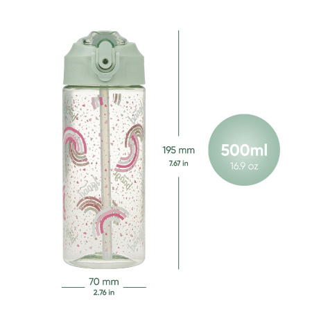 detail Láhev na pití 500 ml BAAGL Tritanová Duha s brčkem