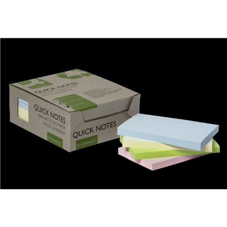 detail Samolepicí bločky recyklované Q-Connect 127x76 mm pastelové barvy 12 ks /E