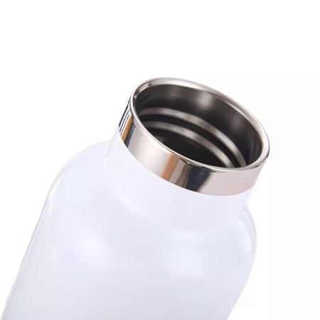 detail Bílá termoska s bambusovým víčkem - 500 ml