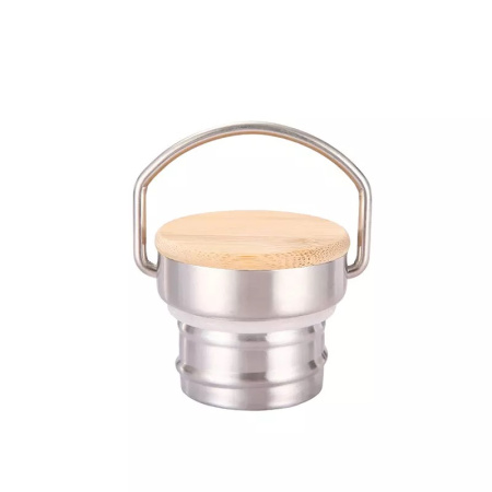 detail Bílá termoska s bambusovým víčkem - 500 ml