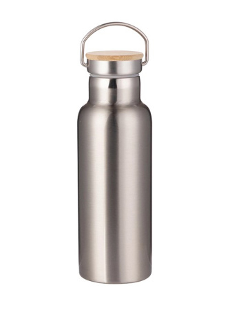 detail Stříbrná termoska s bambusovým víčkem - 500 ml