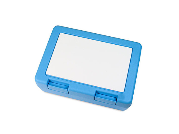 detail Svačinová krabička s potisknutelným štítkem - světle modrá