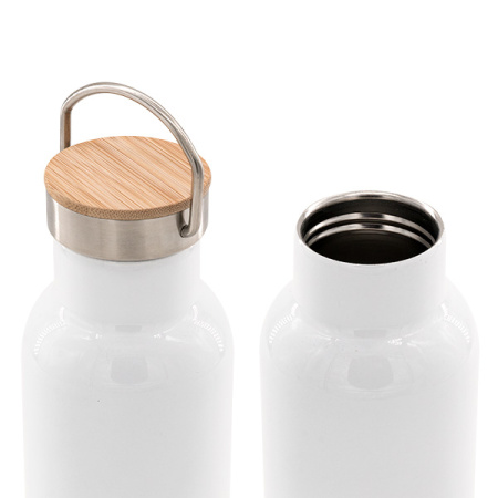 detail Bílá termoska s bambusovým víčkem - 750 ml