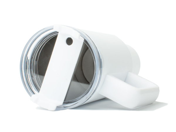 detail Bílý cestovní hrnek s plastovým brčkem - 1200 ml