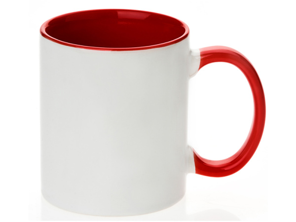 detail Hrnek SubliT bílý 325 ml - vnitřek a ucho červené