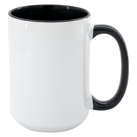 detail Hrnek SubliT MAX 450 ml - barevný vnitřek a ucho - černý