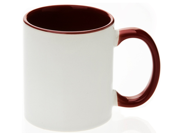 detail Hrnek SubliT bílý 325 ml - vnitřek a ucho hnědé