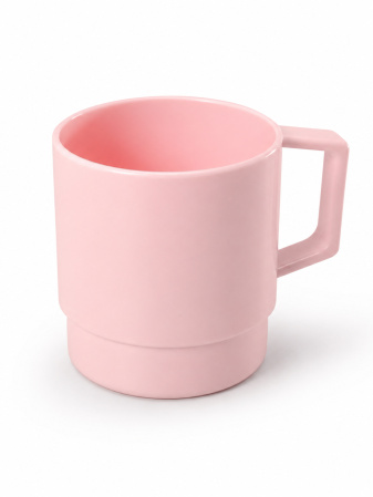 detail Světle růžový stohovatelný polymerový hrnek 10 Oz