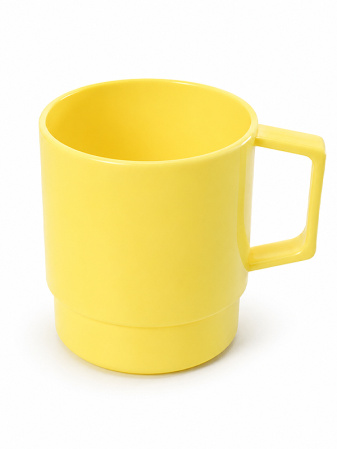 detail Světle žlutý stohovatelný polymerový hrnek 10 Oz