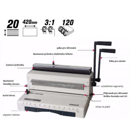 detail Manuální vazač TD205D A3 na drátěnou vazbu 3:1