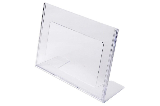 detail Plexi stojánek na stůl typu L - A5 na šířku