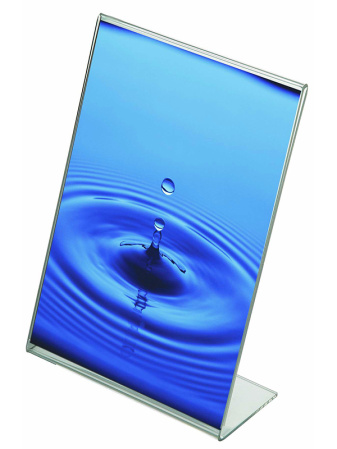 detail Plexi stojánek na stůl typu L - A4 na výšku
