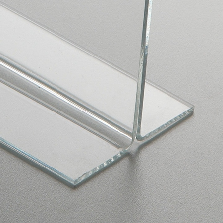 detail Plexi stojánek na stůl oboustranný typu L - velikost A4 na šířku