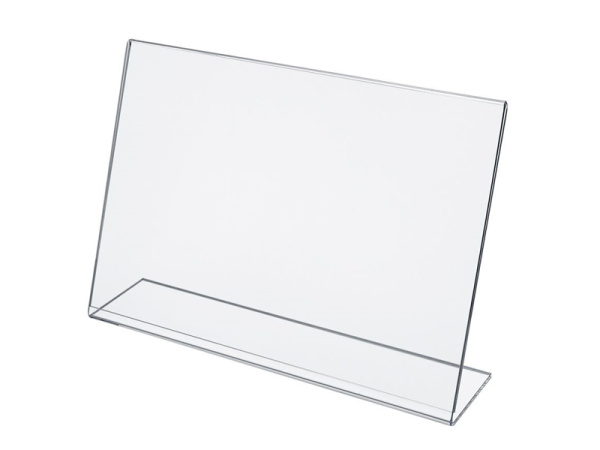 detail Plexi stojánek na stůl typu L - A6 na šířku