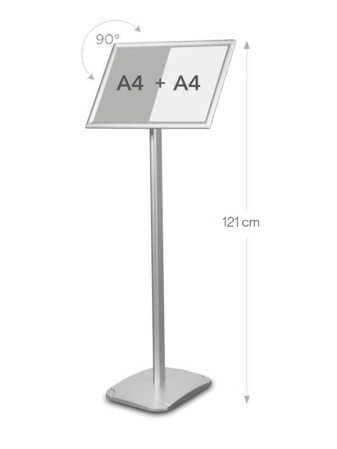 detail Informační tabule na stojanu 100 cm s ostrými rohy - A3 na šířku i výšku