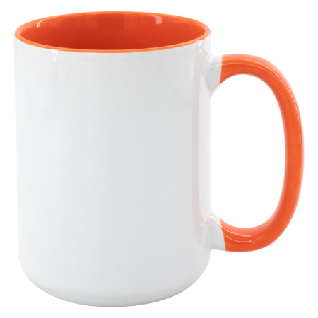 detail Hrnek MAX 450 ml - barevný vnitřek a ucho - oranžová